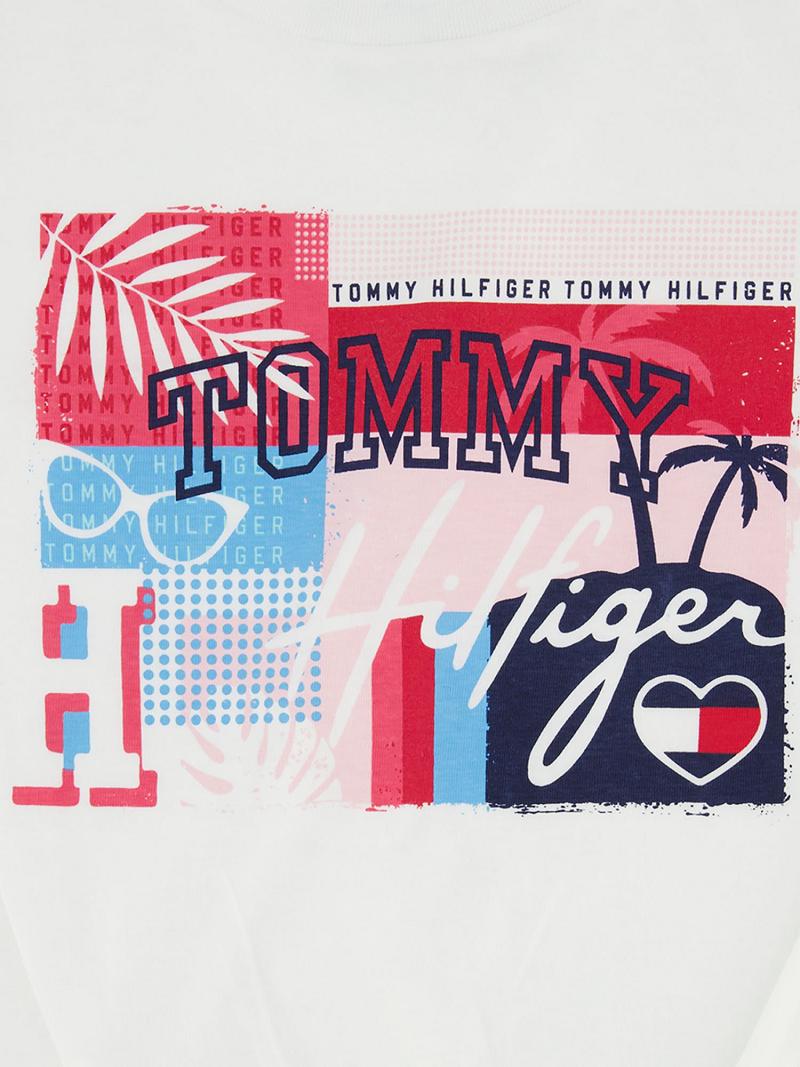 Lány Tommy Hilfiger Big Tommy Motif Bow Póló Fehér | HU 1921BEX